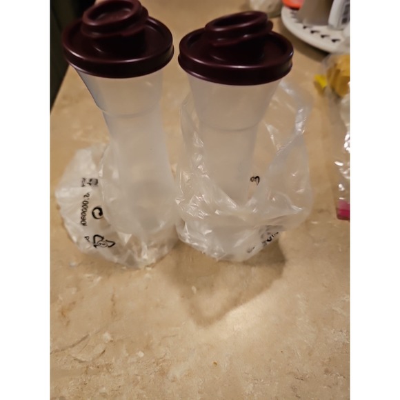Tupperware Other - Tupperware Large Hourglass Salt & Pepper Shaker Set Purplish Seals New